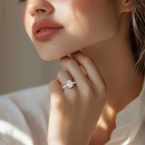 Oval Lab Created Diamond Cathedral Double Hidden Halo Three-Row Pave Solitaire with Accents Engagement Ring in White Gold (MVSLG1656-W)