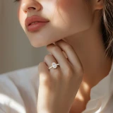 Oval Lab Created Diamond Cathedral Double Hidden Halo Three-Row Pave Solitaire with Accents Engagement Ring in Yellow Gold (MVSLG1656-Y)