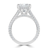 Princess Lab Created Diamond Cathedral Double Hidden Halo Three-Row Pave Solitaire with Accents Engagement Ring in White Gold (MVSLG1658-W)
