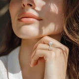 Princess Lab Created Diamond Cathedral Double Hidden Halo Three-Row Pave Solitaire with Accents Engagement Ring in White Gold (MVSLG1658-W)