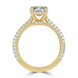 Radiant Lab Created Diamond Cathedral Double Hidden Halo Three-Row Pave Solitaire with Accents Engagement Ring in Yellow Gold (MVSLG1659-Y)