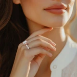 Princess Lab Created Diamond Shared U-Shape Prong Solitaire with Accents Engagement Ring in Rose Gold (MVSLG1662-R)