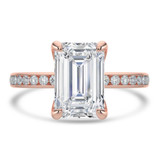 Emerald Lab Created Diamond Channel Set Solitaire with Accents Engagement Ring in Rose Gold (MVSLG1665-R)