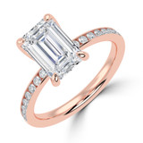 Emerald Lab Created Diamond Channel Set Solitaire with Accents Engagement Ring in Rose Gold (MVSLG1665-R)