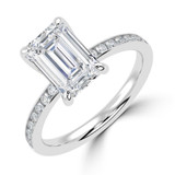 Emerald Lab Created Diamond Channel Set Solitaire with Accents Engagement Ring in White Gold (MVSLG1665-W)