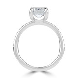 Emerald Lab Created Diamond Channel Set Solitaire with Accents Engagement Ring in White Gold (MVSLG1665-W)