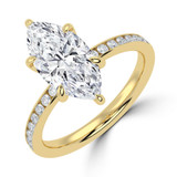 Marquise Lab Created Diamond Channel Set Solitaire with Accents Engagement Ring in Yellow Gold (MVSLG1668-Y)