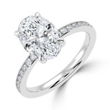Oval Lab Created Diamond 6-Prong Channel Set Solitaire with Accents Engagement Ring in White Gold (MVSLG1669-W)