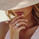 Oval Lab Created Diamond 6-Prong Channel Set Solitaire with Accents Engagement Ring in White Gold (MVSLG1669-W)