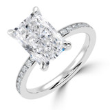 Radiant Lab Created Diamond 6-Prong Channel Set Solitaire with Accents Engagement Ring in White Gold (MVSLG1670-W)