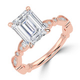 Emerald Lab Created Diamond Vintage Solitaire with Accents Engagement Ring in Rose Gold (MVSLG1672-R)