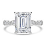 Emerald Lab Created Diamond Vintage Solitaire with Accents Engagement Ring in White Gold (MVSLG1672-W)