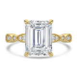 Emerald Lab Created Diamond Vintage Solitaire with Accents Engagement Ring in Yellow Gold (MVSLG1672-Y)