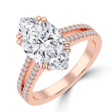Marquise Lab Created Diamond Double Prong Split Shank Solitaire with Accents Engagement Ring in Rose Gold (MVSLG1676-R)