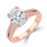 Oval Lab Created Diamond Double Prong Split Shank Solitaire with Accents Engagement Ring in Rose Gold (MVSLG1677-R)