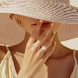 Pear Lab Created Diamond Double Prong Split Shank Solitaire with Accents Engagement Ring in Rose Gold (MVSLG1678-R)