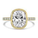 Cushion Lab Created Diamond Bezel Set Solitaire with Accents Engagement Ring in Yellow Gold (MVSLG1681-Y)
