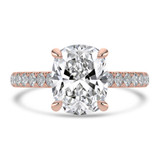 Cushion Lab Created Diamond Cathedral Solitaire with Accents Engagement Ring in Rose Gold (MVSLG1682-R)