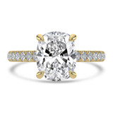 Cushion Lab Created Diamond Cathedral Solitaire with Accents Engagement Ring in Yellow Gold (MVSLG1682-Y)