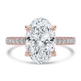 Oval Lab Created Diamond Cathedral Solitaire with Accents Engagement Ring in Rose Gold (MVSLG1685-R)