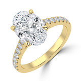 Oval Lab Created Diamond Cathedral Solitaire with Accents Engagement Ring in Yellow Gold (MVSLG1685-Y)