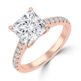Princess Lab Created Diamond Cathedral Solitaire with Accents Engagement Ring in Rose Gold (MVSLG1687-R)