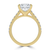 Princess Lab Created Diamond Cathedral Solitaire with Accents Engagement Ring in Yellow Gold (MVSLG1687-Y)