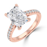 Radiant Lab Created Diamond 6-Prong Cathedral Solitaire with Accents Engagement Ring in Rose Gold (MVSLG1688-R)