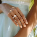 Pear Lab Created Diamond Hidden Halo Three Row Pave Solitaire with Accents Engagement Ring in White Gold (MVSLG1695-W)