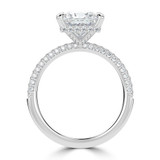 Princess Lab Created Diamond Hidden Halo Three Row Pave Solitaire with Accents Engagement Ring in White Gold (MVSLG1696-W)