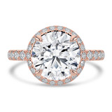 Round Lab Created Diamond Halo Engagement Ring in Rose Gold with Accented Basket and Sides (MVSLG1698-R)