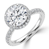 Round Lab Created Diamond Halo Engagement Ring in White Gold with Accented Basket and Sides (MVSLG1698-W)