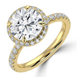 Round Lab Created Diamond Halo Engagement Ring in Yellow Gold with Accented Basket and Sides (MVSLG1698-Y)