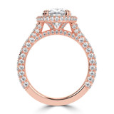 Oval Lab Created Diamond Three-row Pave Rollover Halo Engagement Ring in Rose Gold with Accented Basket and Bridge (MVSLG1699-R)