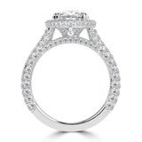 Oval Lab Created Diamond Three-row Pave Rollover Halo Engagement Ring in White Gold with Accented Basket and Bridge (MVSLG1699-W)