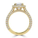 Oval Lab Created Diamond Three-row Pave Rollover Halo Engagement Ring in Yellow Gold with Accented Basket and Bridge (MVSLG1699-Y)