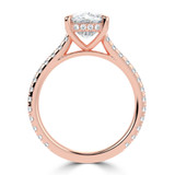 Cushion Lab Created Diamond Cathedral Hidden Halo  Solitaire with Accents Engagement Ring in Rose Gold (MVSLG1700-R)