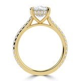 Cushion Lab Created Diamond Cathedral Hidden Halo  Solitaire with Accents Engagement Ring in Yellow Gold (MVSLG1700-Y)