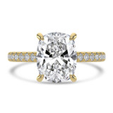 Cushion Lab Created Diamond Cathedral Hidden Halo  Solitaire with Accents Engagement Ring in Yellow Gold (MVSLG1700-Y)