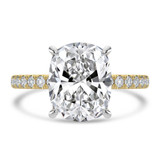 Cushion Lab Created Diamond Hidden Halo Solitaire with Accents Engagement Ring in Yellow Gold & White Gold (MVSLG1701-Y)