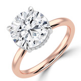 Round Lab Created Diamond Hidden Halo Solitaire with Accents Engagement Ring in Rose Gold & White Gold (MVSLG1702-R)