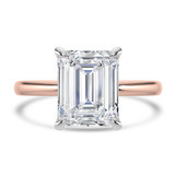 Emerald Lab Created Diamond Hidden Halo Solitaire with Accents Engagement Ring in Rose Gold & White Gold with Open Bridge (MVSLG1703-R)