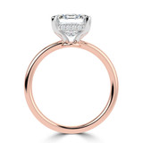 Emerald Lab Created Diamond Hidden Halo Solitaire with Accents Engagement Ring in Rose Gold & White Gold with Open Bridge (MVSLG1703-R)