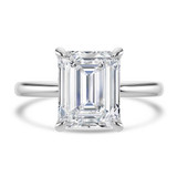 Emerald Lab Created Diamond Hidden Halo Solitaire with Accents Engagement Ring in White Gold with Open Bridge (MVSLG1703-W)