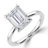 Emerald Lab Created Diamond Hidden Halo Solitaire with Accents Engagement Ring in White Gold with Open Bridge (MVSLG1703-W)