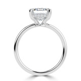 Emerald Lab Created Diamond Hidden Halo Solitaire with Accents Engagement Ring in White Gold with Open Bridge (MVSLG1703-W)