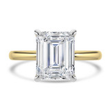 Emerald Lab Created Diamond Hidden Halo Solitaire with Accents Engagement Ring in Yellow Gold & White Gold with Open Bridge (MVSLG1703-Y)