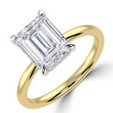 Emerald Lab Created Diamond Hidden Halo Solitaire with Accents Engagement Ring in Yellow Gold & White Gold with Open Bridge (MVSLG1703-Y)