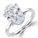 Oval Lab Created Diamond Hidden Halo Solitaire with Accents Engagement Ring in White Gold with Open Bridge (MVSLG1704-W)