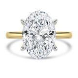 Oval Lab Created Diamond Hidden Halo Solitaire with Accents Engagement Ring in Yellow Gold & White Gold with Open Bridge (MVSLG1704-Y)